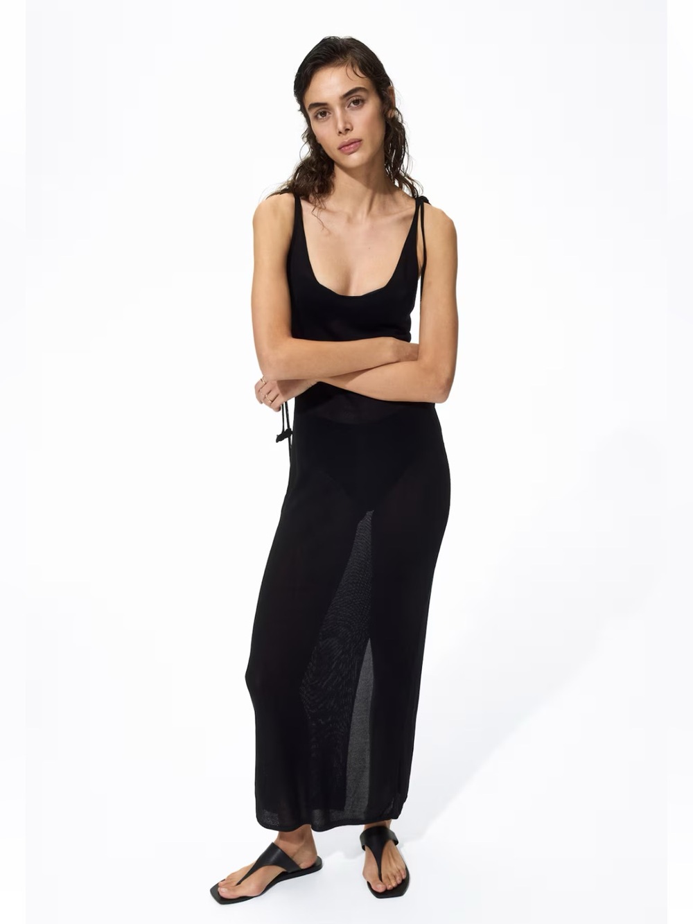 H&M NWT BLACK FINE-KNIT SILK-BLEND DRESS SIZE SMALL
